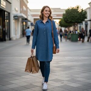 Old Navy Blue Denim Midi Dress